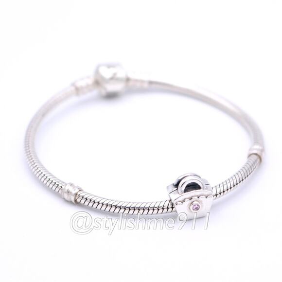 Authentic PANDORA Scalloped Purse with Pink CZ Charm - 790473PCZ - Picture 6 of 11